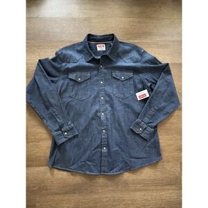 Vintage‎ Men's Wrangler Blue Denim Jacket Sz 2XL Trucker Cowboy Medium Wash NWT!